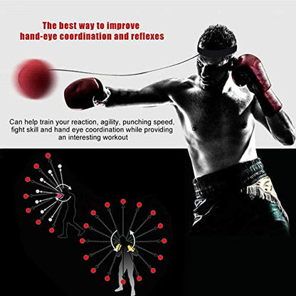 HURRISE Boxing Reflex Ball with Headband, Fight Ball React Training Equipment, Improve Hand Eye Coordination and Punching Speed, Includes 4 Spare Strings