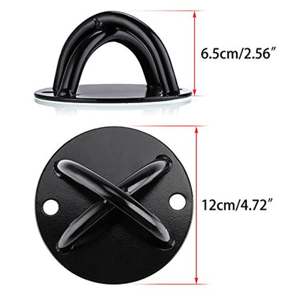 Hipiwe Ceiling Anchor Wall Mount Bracket for Suspension Straps, Gymnastic Rings, Aerial Yoga Swing & Hammock, Resistance Band, Battle Rope - color: Black
