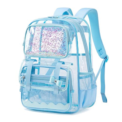 Clear Backpack for Girls,Transparent Backpack See Through Backpacks Stadium Event,Heavy Duty Clear Bookbag for School Blue - color: Healing Blue