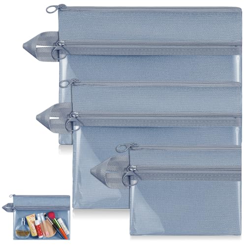 Kacctyen 3 Pack Clear Makeup Bag Set for Women, Pouch with Zipper Cosmetic Pouches Waterproof PVC Toiletry Bag Travel Purse Organizer Insert Double-layer Pocket for Small Items Storage (Blue) - color: Blue