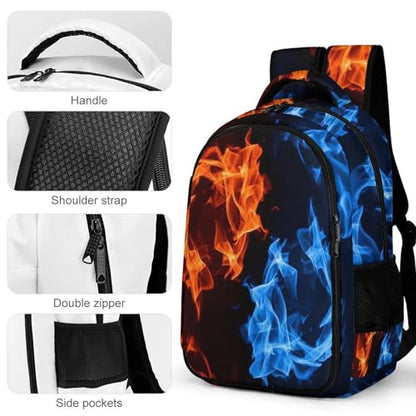 Water Resistant College Bookbag Red Blue Fire Balck, Sturdy Laptop Backpack with Water Bottle Pockets for Men Women Travel Work - color: Pattern (329)