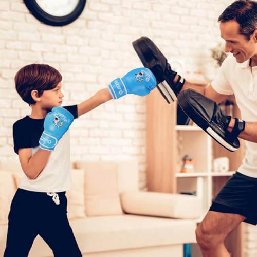 Kids Boxing Gloves, Youth Boxing Training Gloves for Kids 3-9 Year Boys and Girls, 4&6OZ Fighting Gloves, Punching Bag Kickboxing Thai Mitts MMA Training Sparring Gloves - color: Blue, size: 6OZ