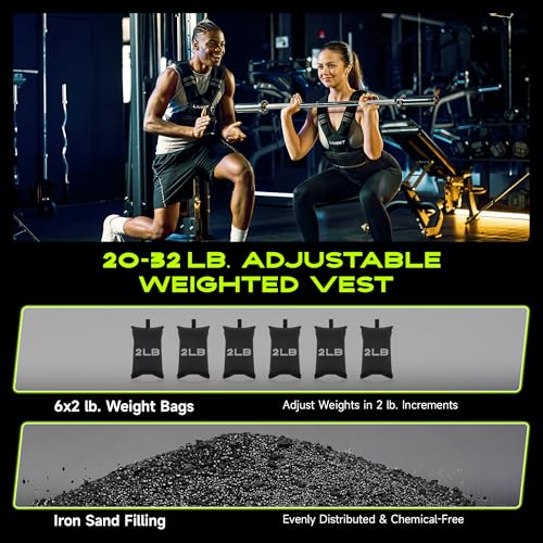 Adjustable Weighted Vest for Women Men, 4-10lb 11-20lb 20-32lb Weight Vest with 6 Ironsand Bags, Running Vest with Reflective Strips Adjustable Buckle Straps for Walking Strength Training - size: 20-32 lbs