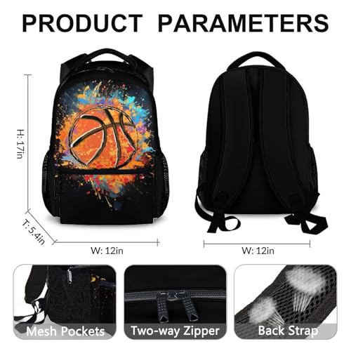 Boys School Backpack Kids Basketball Backpacks Bookbag Back to School Supplies, Black Large Capacity Cool Sport Back Pack for Kindergarten Elementary Middle (17 Inches) - color: Color 1