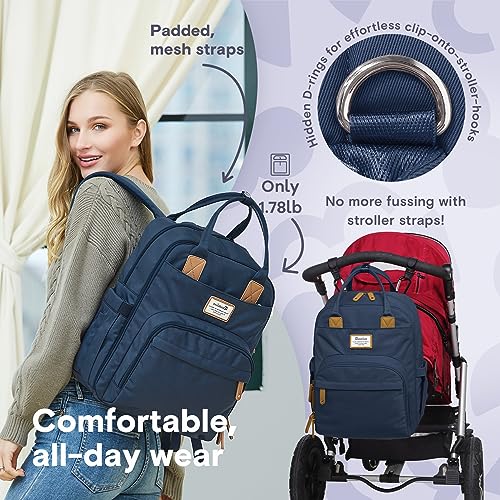 RUVALINO Diaper Bag Backpack-Multifunction Baby Travel Bag with Changing pad, Insulated Bottle Holders & Pacifier Case, Large Capacity, Waterproof, Peacock Blue - color: Peacock Blue