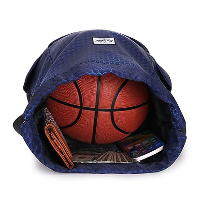 XEYOU Drawstring Sports Backpack Lightweight Gym Yoga Sackpack Shoulder Rucksack Casual Outdoor Daypack for Women and Men | Lightweight - color: Hexagonal Pattern