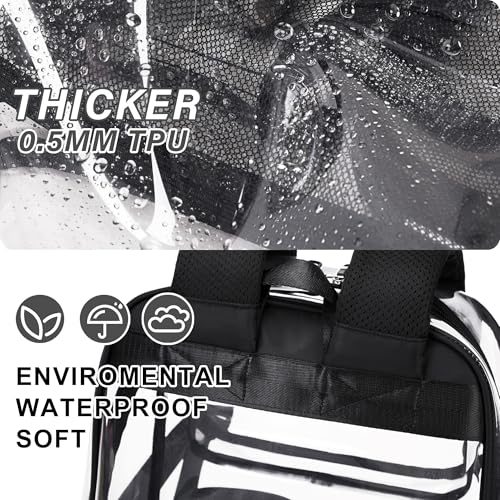 LXYGD Clear Backpack for School Stadium Approved Transparent Heavy Duty See Through College Bookbag Travel Work Daypack Security for Teens Girls Women Students (Black) - color: Black