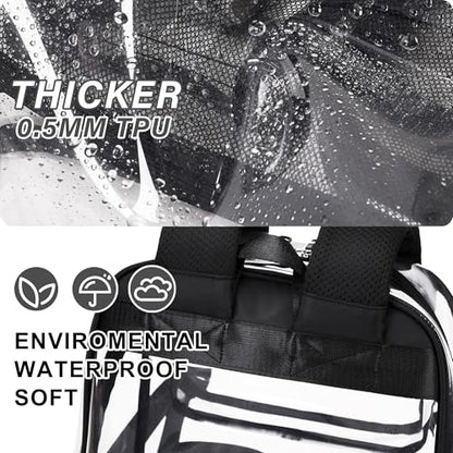 LXYGD Clear Backpack for School Stadium Approved Transparent Heavy Duty See Through College Bookbag Travel Work Daypack Security for Teens Girls Women Students (Black) - color: Black