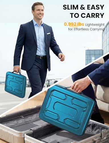 DOMISO Laptop Hard Case 15-16 inch Waterproof Shockproof Hard Shell Laptop Sleeve with Handle & Storage Pocket, Compatible with MacBook, HP, Dell, Teal - color: Teal, size: 15.6 inch