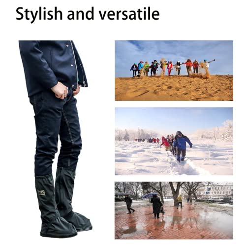 Waterproof Rain Boot Shoe Cover with Reflector Reusable & Foldable - color: Black, size: XX-Large