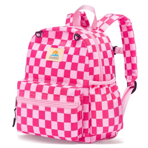 STEAMEDBUN Toddler Backpack Boys Girls 2-4, Preschool Daycare Backpack -12inch - color: Hot Pink Checkerboard, size: Mini-12"H(not fit folder)