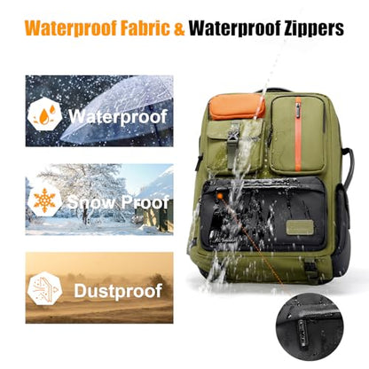 Cwatcun Professional Camera Backpack, Waterproof Camera Bag for Photographers, Camera Case with Tripod Holder & Laptop Compatible for Canon Nikon Sony Fuji DSLR SLR Mirrorless Camera, Green - color: Green