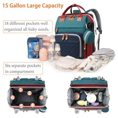Astro alan Baby Diaper Bags with Changing Station, Waterproof Diaper Bag Backpack for Moms Dads with USB Charging Port, Baby Shower Gifts, Large Capacity diaper backpack, Red-Green-Blue - color: Red-green-blue