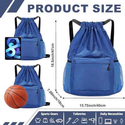 Tygelluis Drawstring Backpack, Waterproof Gym Bag with Water Bottle Pocket for Women Men, Pull String Sport Bag for Swim, Soccer and Basketball, Royal Blue - color: Royal Blue1