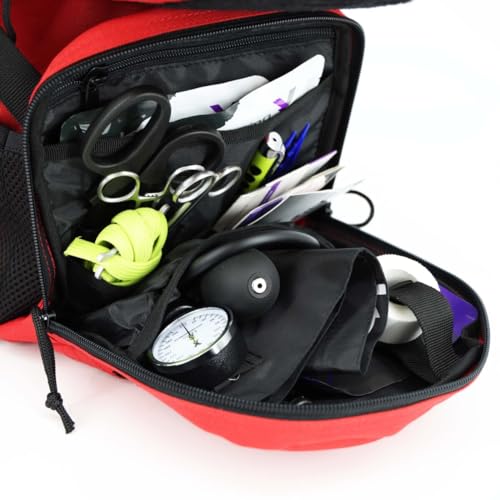 Lightning X Stocked Modular Trauma & Bleeding First Aid Responder Medical Backpack + Kit (Red) - color: Red