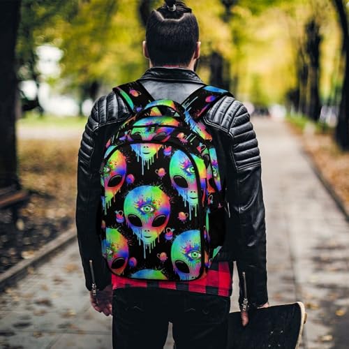 Waterproof Hiking Backpack Alien Trippy Painting Art, Anti Theft Travel Laptop Rucksack with Multi Compartments for Men Women Outdoor Sports - color: Pattern (256)