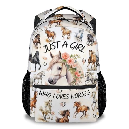 Student Elementary School Backpack - 17 Inch Horse Kids Backpacks - Girls Back to School Gift Bookbag - color: Color4-1