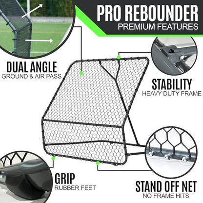 QuickPlay Pro Soccer Rebounder Net (2 Sizes) - Ball Rebounder Soccer Net, Heavy Duty, Adjustable Angle, with Galvanized Steel Frame & Rubber Feet, Soccer Training Equipment for Grass, Turf & Indoors - style: 5x5'