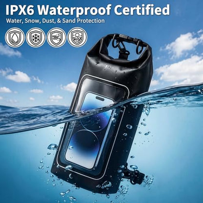 Waterproof Dry Bag, 2L Roll Top Waterproof Pool Bag IPX8 with Crossbody Strap, Phone Pouch Water Protector for Cruise Camp Swim Beach Fish Travel Essentials, Boat & Kayak Accessories (Black) - color: Black dry bag 2L
