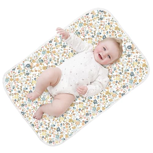 Baby Diaper Changing Pad – 31.5" x 21.5" Extra Large Waterproof Absorbent Portable Changing Mat, Reusable Changing Pad Liner for Travel or at Home Use(Floral1) - color: Floral1