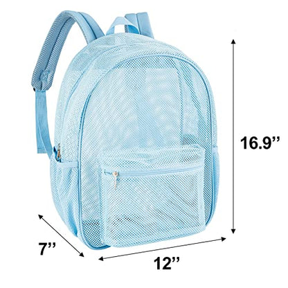 COVAX Heavy Duty Mesh Backpack, See Through College Backpack with Padded Shoulder Straps for Commuting, Swimming, Travel, Beach, Outdoor Sports (Blue) - color: Blue