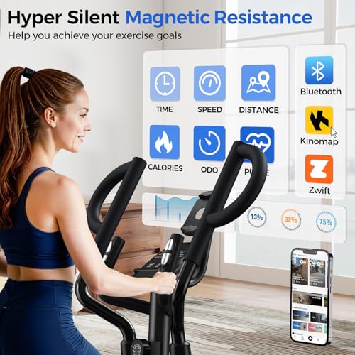 pooboo Elliptical Machine, Elliptical Exercise Machine with 16-Level Resistance&Quiet Magnetic Driving System, Elliptical Machine for Home with LCD Monitor - color: 17IN-Stride Gray