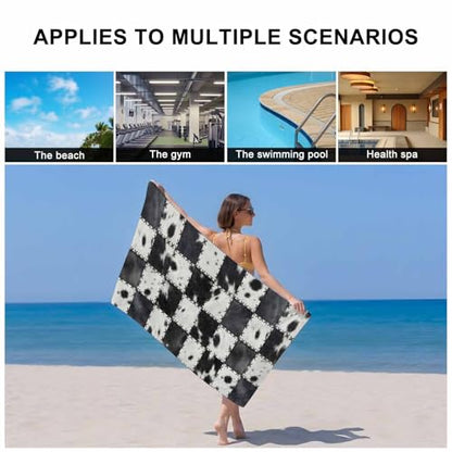Black White Animal Printed Bath Towels Set of 3 for Bathroom,Soft Absorbent Shower Beach Hand Face Hair Yoga Workout Gym Towel Dish Wahcloth,Farmhouse Fur Texture Plaid Quick Dry Bath Towels+Set - color: Black, White, Grey