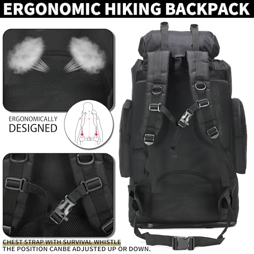 Hiking Backpack for Men 70L/100L Camping Backpack Military Rucksack Molle 3 Days Assault Pack for Climbing - color: 100l-black