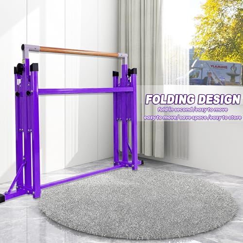 Marfula Gymnastic Bar For Kid and Teenage of 3-25, 5Ft/8 FT Base Length 4Ft Width 5Ft Adjust Height, Gymnastic Kip Bar For Gymnast, Gymnastic Training Equipment For Professional Training Home Club Use - color: Bar With Mat-Hot Purple (5 Ft Base)
