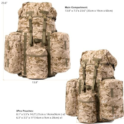 MT PLCE Tactical Backpack with Internal Frame, Military Rucksack for Outdoor, Hiking, Survival Pixel Desert - color: Marpat Desert