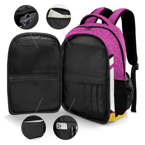 Rose Purple Gold Volleyball Print Shoulders Bag Backpacks Casual Daypacks for Women Men Sports Party - color: Muilti 18