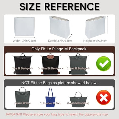 Nylon Longchamp Backpack Organizer Insert - Custom Fit for Longchamp Le Pliage M Backpack, Premium Water-Resistant with 4 Compartments, Lightweight, Shape Retention for Backpack (Beige,BP) - color: Beige