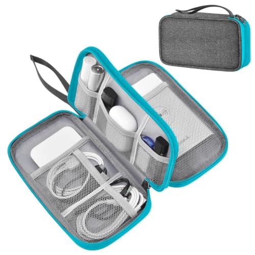 ZINMARK Portable Cable Organizer Case,Travel Pouch with Double-Layer Storage for Cables,Chargers,Earbuds & Phone,Gray Blue - color: Light Gray Blue