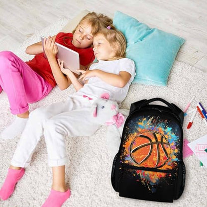 Boys School Backpack Kids Basketball Backpacks Bookbag Back to School Supplies, Black Large Capacity Cool Sport Back Pack for Kindergarten Elementary Middle (17 Inches) - color: Color 1