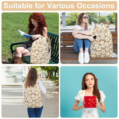 Bluboon School Backpack for Teen Girls Women Laptop Backpack College Bookbags Middle School Travel Work Commuter Back Pack - color: Brown Flower 157