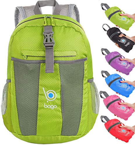 Bago Lightweight Small Hiking Backpack for Women and Men - 25L Travel Day Pack - Foldable Hiking Daypack Ultralight for Camping Outdoor Sports - Day Bag Packable Backpack for Travel (Green) - color: Green