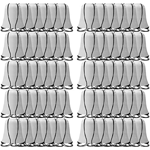 60 Pieces Drawstring Backpack Bags Sports Sackpack Bulk Cinch Gym Bag For Women Men Outdoor Sports Backpack（White） - color: White