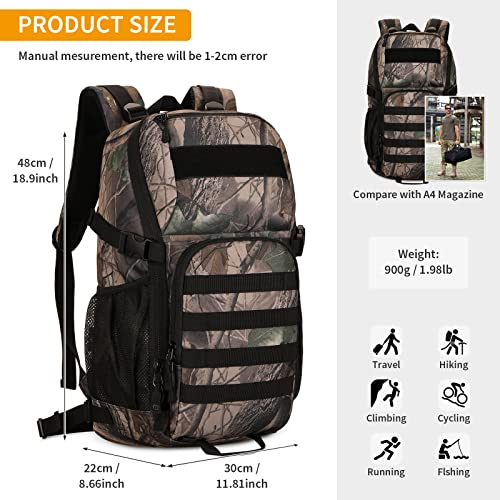 HUNTVP Tactical Backpack Military MOLLE Backpack Hunting Rucksack Gear Assault Pack 25L WR - color: Camo-25l, size: 25L