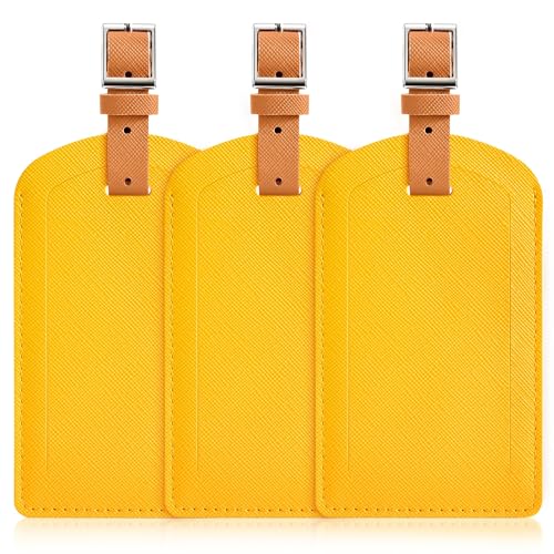 3 Pack Luggage Tags for Suitcases, TSA Approved Bag Tags, Baggage Tags with Privacy Protection, Travel Essentials Luggage Accessories, Yellow & Brown - color: Yellow & Brown