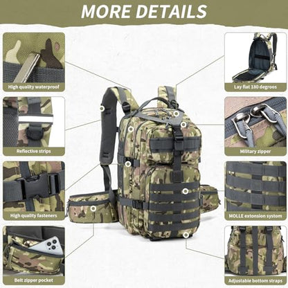 Camo hunting backpack，small tactical backpack, military backpack for men， camping backpack, 3-day bag(Camouflage) - color: Camouflage
