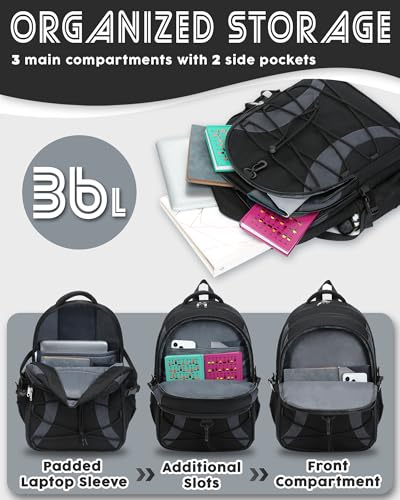 BLUEFAIRY Middle High School Backpack for Teen Boys Girls Large College Bookbag with Laptop Sleeve Back to School Book Bags Mochilas Escolares para Niños Niñas Adolescentes (Black/Dark Gray, Solid) - color: Black/Dark Gray