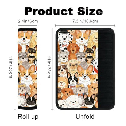 2Pcs Soft Auto Seat Belt Cover Pads, Cute Dog Car Seatbelt Shoulder Cushion for Comfortable Driving, Compatible with All Cars' Seatbelt and Backpack Straps 11x2.4inch - color: Dog