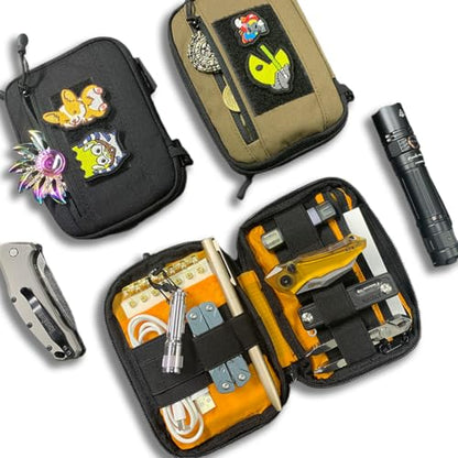 ROARING FIRE Picofire Pro EDC Pouch Organizer - [Small Tool Pouch] for Electronics, Cables, Flashlights - with YKK Zippers, Weatherproof Resistant 500D Nylon for pouches men (black) - color: black