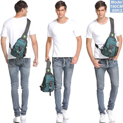NICGID Sling Bag Chest Shoulder Backpack Crossbody Bags for Tablet Laptop Outdoor Hiking Men Women - color: Dark Green-2629