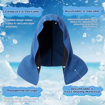 Honoson 20 Pcs12x25 Inch Cooling Hoodie Towel Bulk for Neck and Face 40x12 Inch Quick Dry Sweat Towels Instant Ice Cold Towel for Hot Weather Run Yoga Gym(Dark Blue) - color: Dark Blue