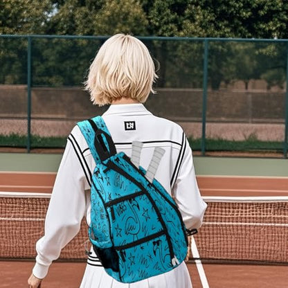 Pickleball Bag for Women & Men – Lightweight Sports Backpack with Paddle Compartments, Dual Carry Modes, Detachable Zippered Strap, Brown Leopard, Great Gift Option for Players - color: Blue Flamingos Vacay