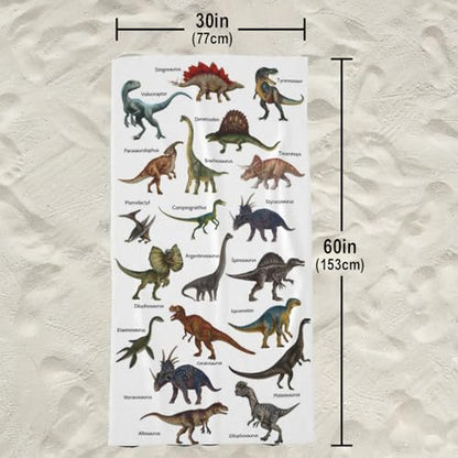 Dinosaur Dino Beach Towel, Dino Pattern Thin Lightweight Bath Towels, Quick Dry Absorbent Microfiber Swim Yoga Pool Beach Accessories, (Stegosaurus, Dimetrodon, Velociraptor) - 30x60 Inch/ 77X153cm - color: Dinosaur