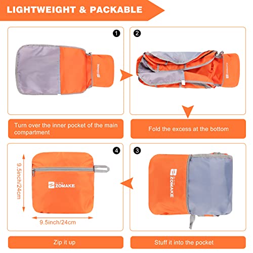 ZOMAKE Lightweight Packable Backpack 35L, Foldable Backpacks Water Resistant Collapsible Light Daypack for Hiking(Orange) - color: Orange B