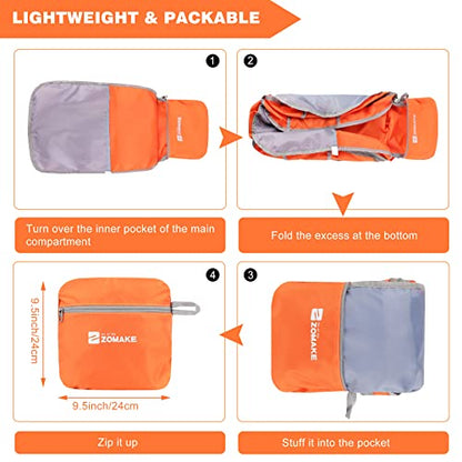 ZOMAKE Lightweight Packable Backpack 35L, Foldable Backpacks Water Resistant Collapsible Light Daypack for Hiking(Orange) - color: Orange B