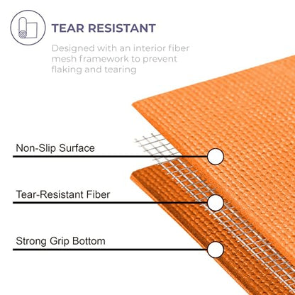 Voyage Yoga Mat, 6 Pack, 72" x 24" Professional Studio and Gym Bulk Yoga Mats, 5mm Thick, Durable, Anti-Tear, Non Slip Fitness and Exercise Mats - color: Orange